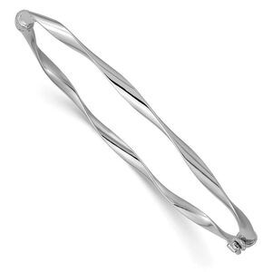 3mm 10k White Gold Polished Twisted Hinged Bangle Bracelet